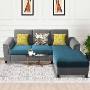 Elegant 4 Seater L Shape Sofa Set for Living Room (Turquise Grey)