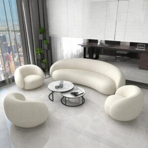 Ripple Furniture Elegant Curve Armless 3-Seater Sofa Set with Sleek Design