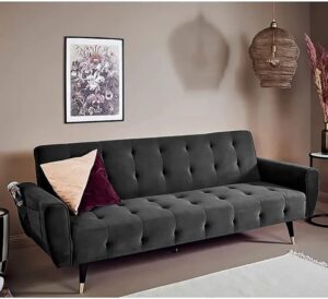 2 in 1 upholstered flip sofa bed (Taupe)