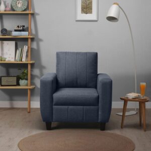 Modern Fabric Sofa (1 Seater, Ocean Blue)