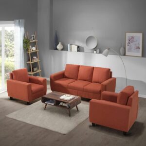 Modern Fabric Sofa (3+1+1 Seater, Ember Orange)