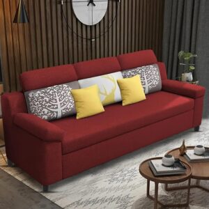 Luxury 3 Seater Sofa For Living Room In Premium Fabric (Maroon)