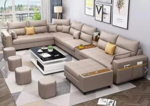 Ripple FURNITURE Modern U shaped leather luxury sofa set