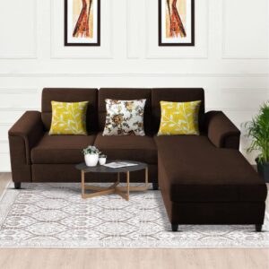 Elegant 4 Seater L Shape Sofa Set for Living Room (Brown)