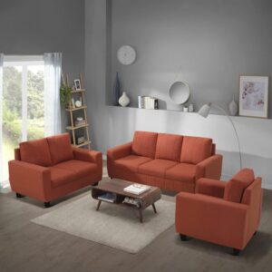 Modern Fabric Sofa (3+2+1 Seater, Ember Orange)