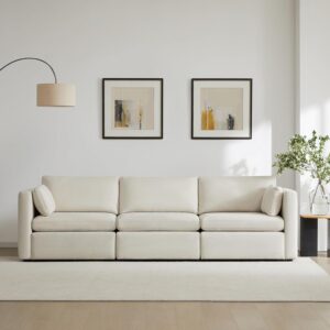Ripple FURNITURE Mordern Designn New Elegant Three-Seater Sofa (Beige)