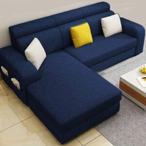 Elegant 4 Seater L Shape Sofa For Living Room (Blue)