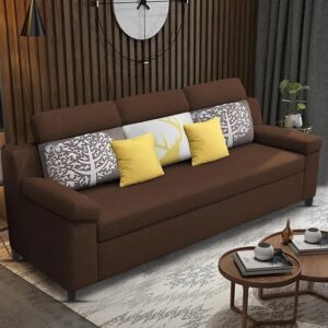 Luxury 3 Seater Sofa For Living Room In Premium Fabric (Brown)