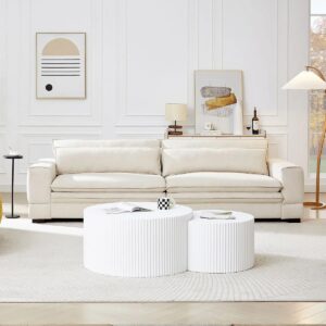 Ripple FURNITURE Modern Velvet Sofa, 3-Seater Living Room Couch, Terracotta Red (Beige)