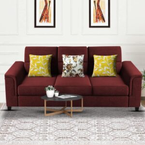 Elegant 3 Seater Sofa Set for Living Room (Maroon)