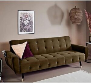 2 in 1 upholstered flip sofa bed (Brown)