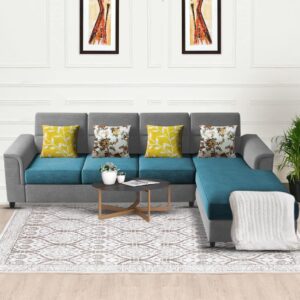 Harmony 6-Seater L-Shape Sofa Set for Living Room (Turquise Grey)