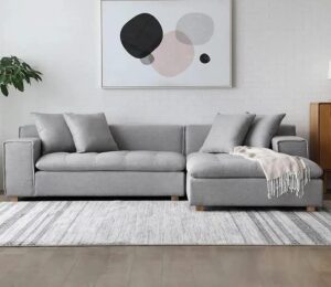 Ripple FURNITURE Living room sectional couch sofa set (Grey)