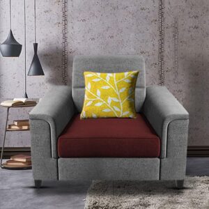 Single Seater Sofa for Living Room (Maroon Grey)