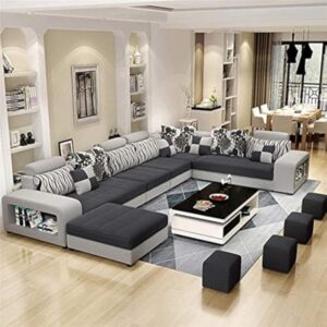 Ripple FURNITURE Live Room Sofa, Apartment Living Room Corner Sofa set, Combination Furniture, modern couch, lounge suite, luxury sofa set design, living room Sofa (Grey, Without Coffee Holder)