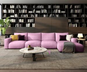 Ripple Furniture Opulent L-Shaped Sofa with Impeccable Design for the Discerning Home (Pink, Left)