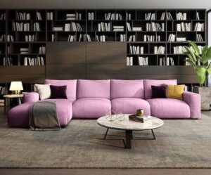 Ripple Furniture Opulent L-Shaped Sofa with Impeccable Design and Unmatched Comfort for the Discerning Home (Pink, Right)