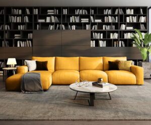 Ripple Furniture Opulent L-Shaped Sofa with Impeccable Design and Unmatched Comfort for the Discerning Home (Orange, Right)