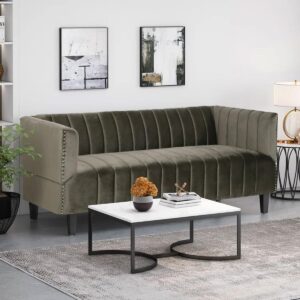 Velvet Tuxedo Arm Sofa 167 X 77 X 72 Cm Multicolor FOS-FUAE-1692-1M