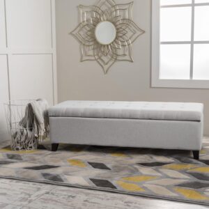 Ripple FURNITURE Home ModernFabric Storage Ottoman (Light Grey)