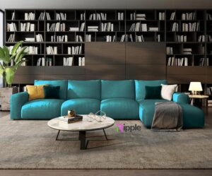 Ripple Furniture Opulent L-Shaped Sofa with Impeccable Design for the Discerning Home (Torquoise, Left)