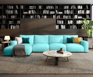 Ripple Furniture Opulent L-Shaped Sofa with Impeccable Design and Unmatched Comfort for the Discerning Home (Light Blue, Right)