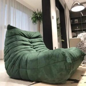 Ripple FURNITURE Modern Velvet Bean Bag Chair, Single Reclining Sofa. (Green)