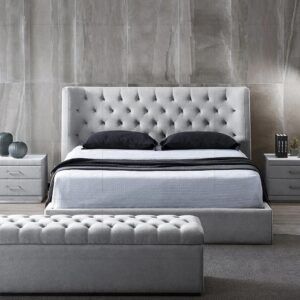 Corinthia Upholstered Storage Queen Bed And King Size Bed 0 X 140 Cm Grey FOS-FUAE-1478-1M