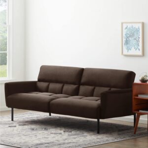 Three Seater Wooden Sofa Cum Bed for Living Room (Brown)