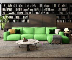 Ripple Furniture Opulent L-Shaped Sofa with Impeccable Design for the Discerning Home (Lime Green, Left)