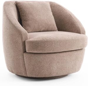 Ripple FURNITURE Modern Swivel Accent Chair, Wide-Seat Reading Chair with Cushion, Beige (Coffee)