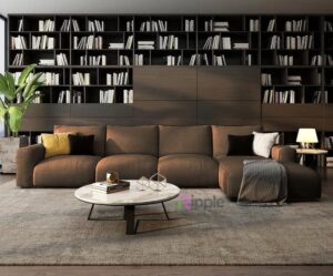 Ripple Furniture Opulent L-Shaped Sofa with Impeccable Design for the Discerning Home (Brown, Left)