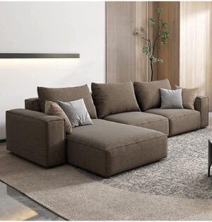 Ripple FURNITURE Modern Modular L-Shape Sofa (Brown)