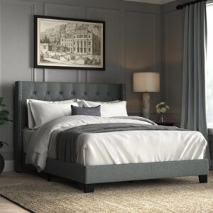 Dollar Tufted Upholstered Low Profile Nailhead Bed 45 X 50 X 100 Cm Multicolor FOS-FUAE-1604-1M