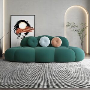 Ripple Furniture Contemporary Armless Sofa Wool Cloud Stylish Living Room Sofa (Dark Green)