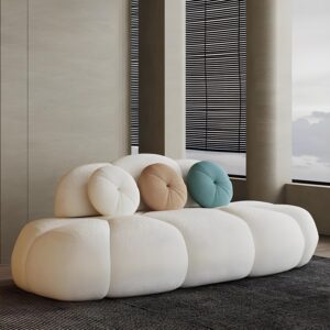 Ripple Furniture Contemporary Armless Sofa Wool Cloud Stylish Living Room Sofa (White)