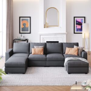 Ripple FURNITURE Modern Sectional Sofa with Chaise Lounge, Grey, 3-Seater