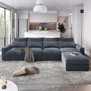 Ripple FURNITURE Modular Sofa Set with Chaise Lounge (Dark Grey)