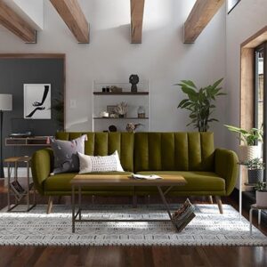Ripple FURNITURE Novogratz Brittany Round Arm Sleeper Sofa (Green)