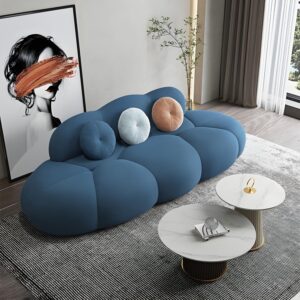 Ripple Furniture Contemporary Armless Sofa Wool Cloud Stylish Living Room Sofa (Dark Blue)
